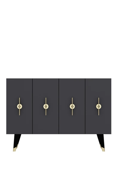 cantek dizayn Quartct (KM120) Konsol ,çok Amaçlı Dolap Antrasit-altın (RAMADA KULP) - 3