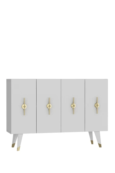 cantek dizayn Quartct (KM120) Konsol , Çok Amaçlı Dolap Beyaz-altın (RAMADA KULP) - Resim 4