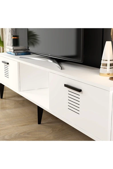 cantek dizayn ASSİMO TV SEHPASI (ALT MODÜL) BEYAZ-BEYAZ - Resim 2