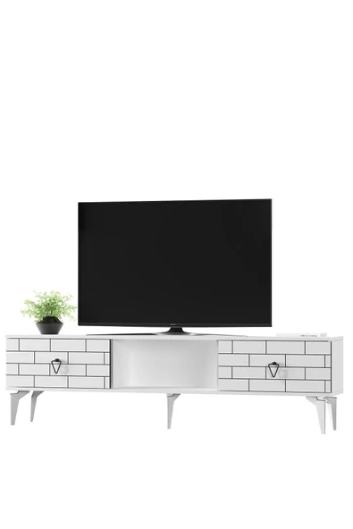 cantek dizayn Varrna Tv Sehpası Alt Modül Beyaz-beyaz - Resim 4