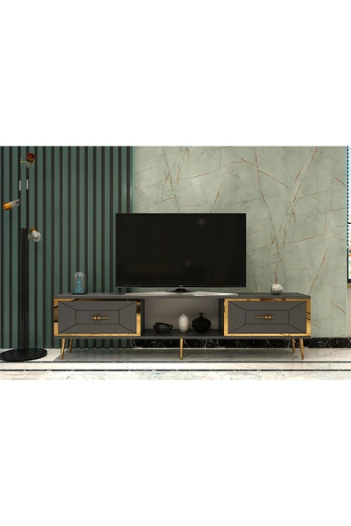 cantek dizayn ARNOCT TV SEHPASI ANTRASİT-ALTIN ürün görseli