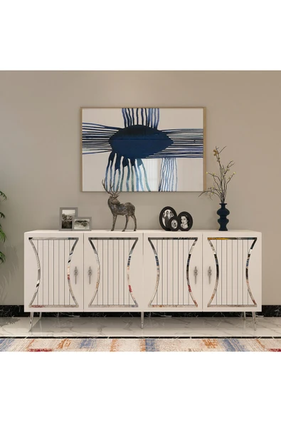 cantek dizayn TEANCT (KB150) KONSOL BEYAZ-GÜMÜŞ ürün görseli