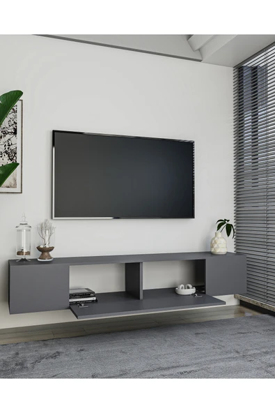 cantek dizayn KODAKL3CT DUVARA MONTAJ TV SEHPASI ANTRASİT-ANTRASİT - Resim 3