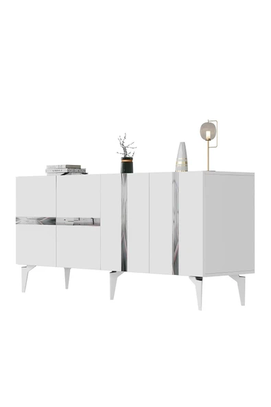 cantek dizayn VANNİA TV SEHPASI ve KONSOL 2'li SALON TAKIMI BEYAZ-GÜMÜŞ - Resim 7