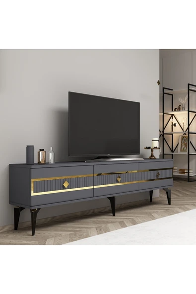 cantek dizayn NOVA TV SEHPASI (ALT MODÜL) ANTRASİT-ALTIN - Resim 2