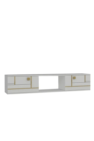 cantek dizayn AREDAMCT DUVARA MONTAJ TV SEHPASI BEYAZ-ALTIN - Resim 4