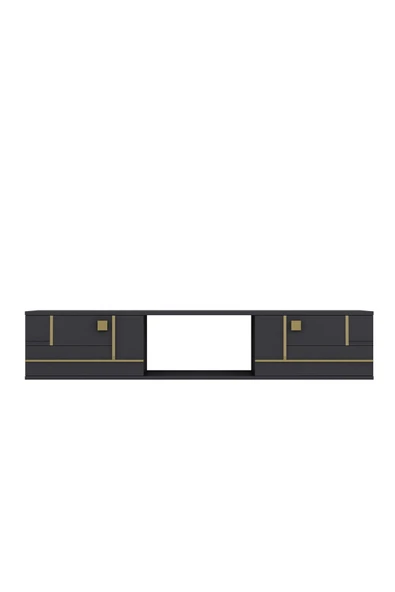 cantek dizayn AREDAMCT DUVARA MONTAJ TV SEHPASI ANTRASİT-ALTIN - 3