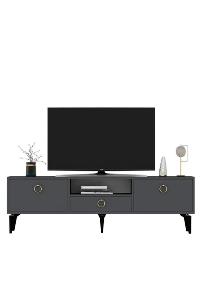 cantek dizayn DRONNE TV SEHPASI ANTRASİT-ANTRASİT - Resim 4