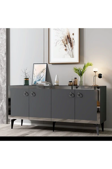 cantek dizayn PONNY LAZER PLEKSİ DESENLİ KONSOL ANTRASİT-GÜMÜŞ ürün görseli