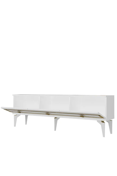 cantek dizayn NOVA TV SEHPASI (ALT MODÜL) BEYAZ-ALTIN - Resim 6