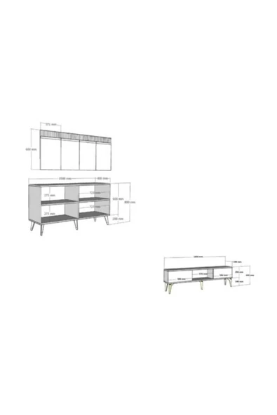cantek dizayn Defne 180 Cm Tv Sehpası Ve Konsol 2'li Salon Takımı Antrasit-gümüş - Resim 7
