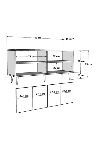 cantek dizayn ROBBERCT (KB150)  KONSOL BEYAZ-ALTIN - Resim 6