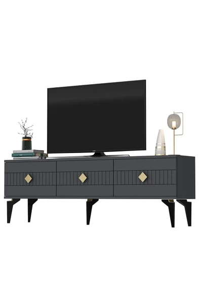 cantek dizayn MİDAS TV STAND (ALT MODÜL) ANTRASİT-ALTIN - Resim 4