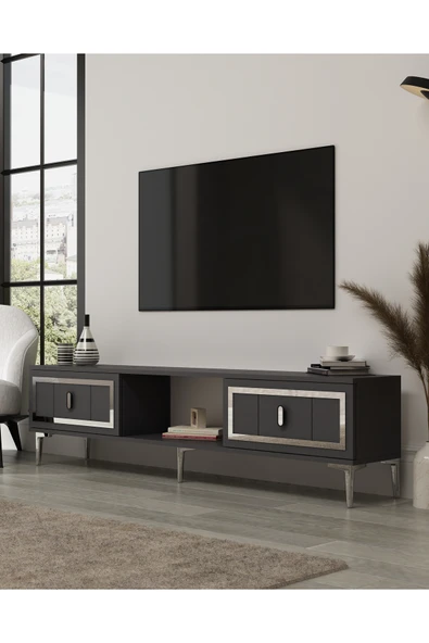cantek dizayn ORİONCT TV SEHPASI ANTRASİT-GÜMÜŞ - Resim 2