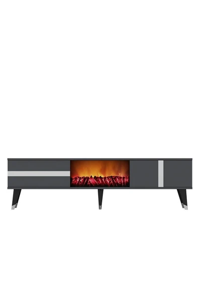 cantek dizayn Vannia Tv Sehpası Şömineli (ALT MODÜL) Antrasit-gümüş - Resim 7