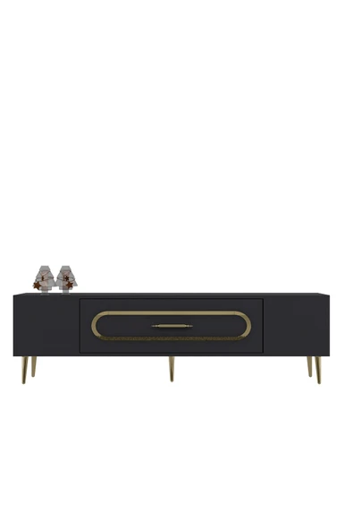 cantek dizayn DEKOP3CT TV SEHPASI ANTRASİT-ALTIN - 3