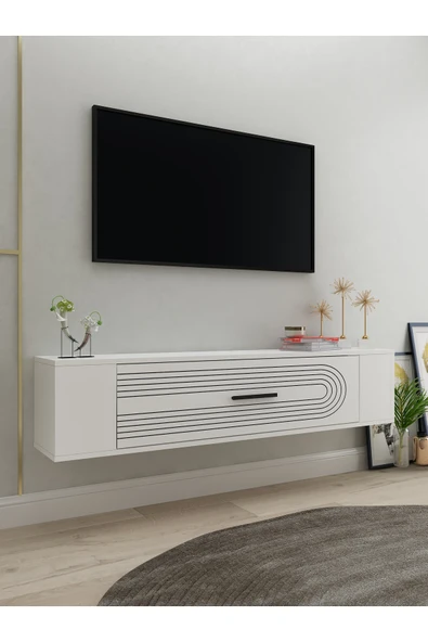 cantek dizayn RESTOL3CT DUVARA MONTAJ TV SEHPASI BEYAZ-BEYAZ - Resim 2