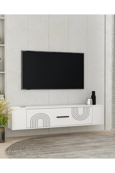 cantek dizayn RESTOL2CT DUVARA MONTAJ TV SEHPASI BEYAZ-BEYAZ - Resim 3