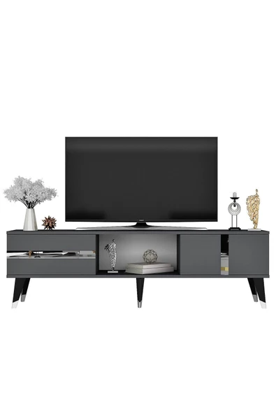 cantek dizayn VANNİA TV SEHPASI ve KONSOL 2'li SALON TAKIMI ANTRASİT-GÜMÜŞ - Resim 7