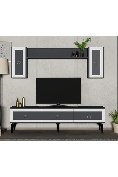 cantek dizayn SELEN TV ÜNİTESİ TAKIMI ANTRASİT-BEYAZ - 2