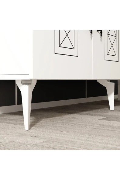 cantek dizayn SHUMENN KONSOL LAZER DESENLİ ,  4 KAPAKLI - BEYAZ - 6