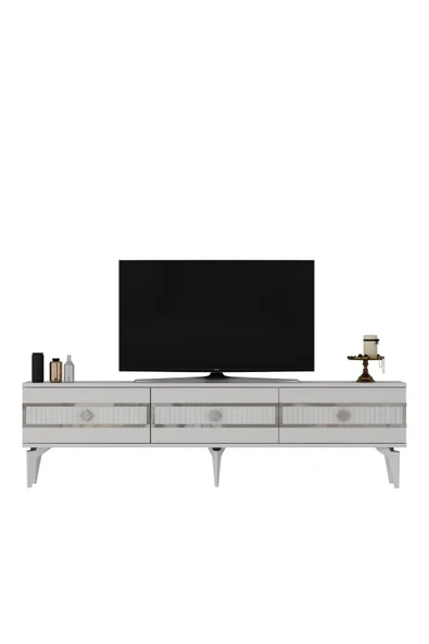 cantek dizayn NORA TV SEHPASI (ALT MODÜL) BEYAZ-GÜMÜŞ - Resim 4