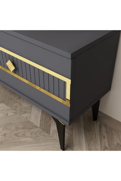 cantek dizayn NOVA TV SEHPASI (ALT MODÜL) ANTRASİT-ALTIN - Resim 3