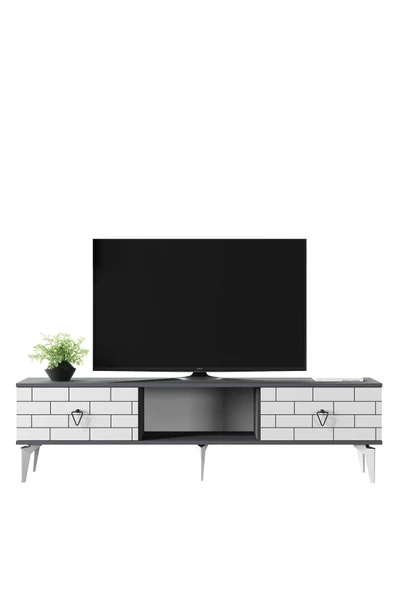 cantek dizayn Varrna Tv Sehpası Alt Modül Beyaz-antrasit - Resim 3