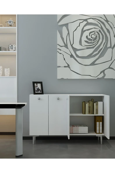 cantek dizayn BETTYCT OFİS EVRAK DOLABI BEYAZ-BEYAZ-GÜMÜŞ