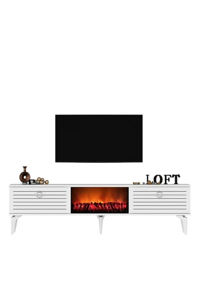 cantek dizayn ARRONA TV SEHPASI (ALT MODÜL) ŞÖMİNELİ BEYAZ-BEYAZ - Resim 3