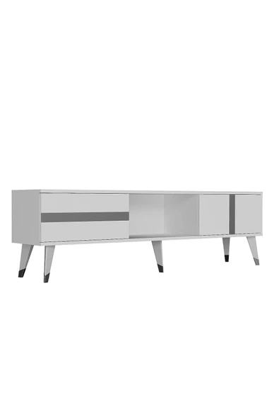 cantek dizayn VANNİA TV SEHPASI (ALT MODÜL) BEYAZ-GÜMÜŞ - Resim 7