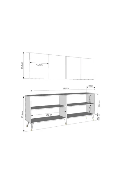 cantek dizayn Bennerct (KX180) Konsol Antrasit-antrasit-altın - Resim 7