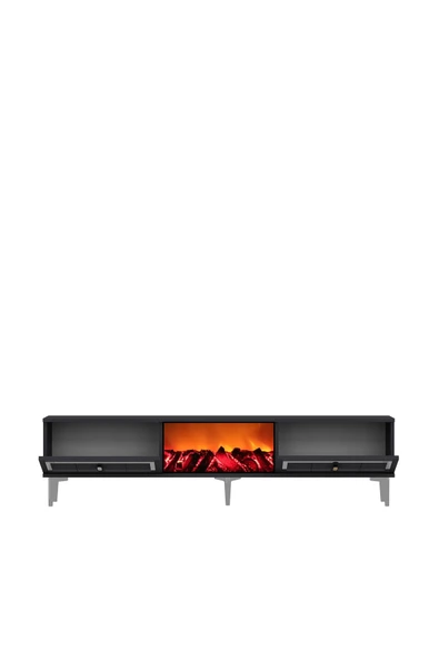 cantek dizayn ORİONCT ŞÖMİNELİ (A) TV SEHPASI ANTRASİT-GÜMÜŞ - Resim 5