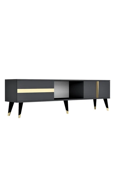 cantek dizayn VANNİA TV SEHPASI (ALT MODÜL) ANTRASİT-ALTIN - Resim 7