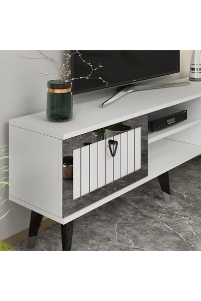cantek dizayn Lidya Tv Stand Beyaz-gümüş - Resim 2