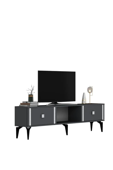 cantek dizayn DORRUK TV SEHPASI ANTRASİT GÜMÜŞ - Resim 4
