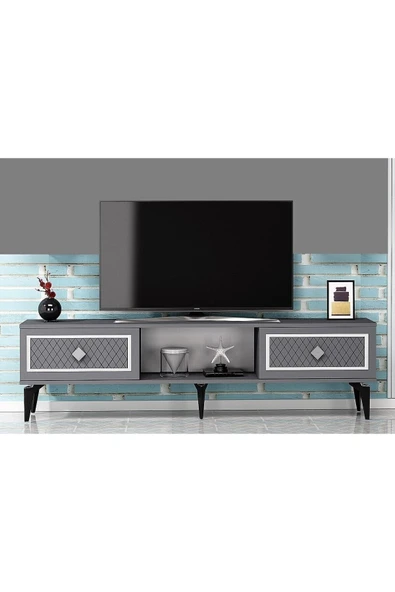 cantek dizayn Heerry Tv Sehpası Alt Modül Antrasit-gümüş ürün görseli