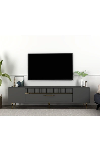 cantek dizayn DEKOLP1CT TV SEHPASI ANTRASİT-ALTIN