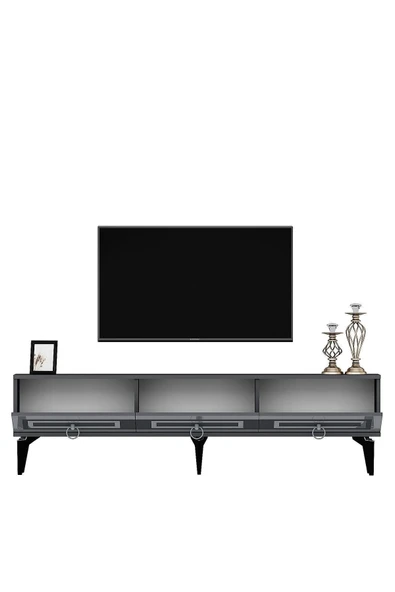 cantek dizayn Karrya 180 Cm Tv Sehpası Antrasit Gümüş - 6