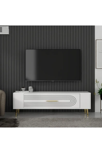 cantek dizayn Retrol3ct Tv Sehpası Beyaz-altın ürün görseli