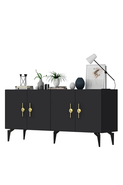 cantek dizayn ZENNİT 4 KAPAKLI RAFLI KONSOL ANTRASİT - Resim 5