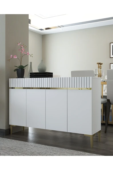 cantek dizayn SWİSSCT (KM120) KONSOL BEYAZ-ALTIN - Resim 2