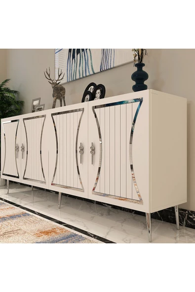 cantek dizayn TEANCT (KB150) KONSOL BEYAZ-GÜMÜŞ - Resim 3