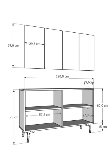 cantek dizayn WOLLYCT (KM120) KONSOL,ÇOK AMAÇLI DOLAP ANTRASİT-GÜMÜŞ - 7