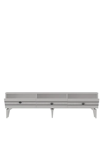 cantek dizayn LENORA TV SEHPASI (alt modül) ve KONSOL 2'Lİ SALON TAKIMI BEYAZ-GÜMÜŞ - Resim 7