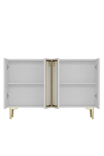 cantek dizayn WOLLYCT (KM120) KONSOL,ÇOK AMAÇLI DOLAP BEYAZ-ALTIN - 6