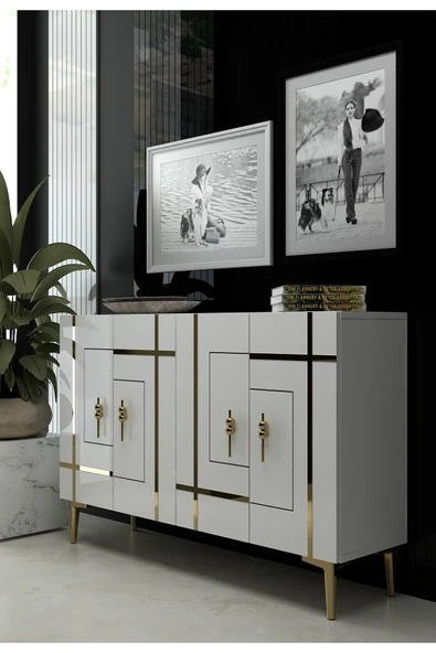 cantek dizayn SİNACT (KM120) KONSOL BEYAZ-ALTIN - Resim 3