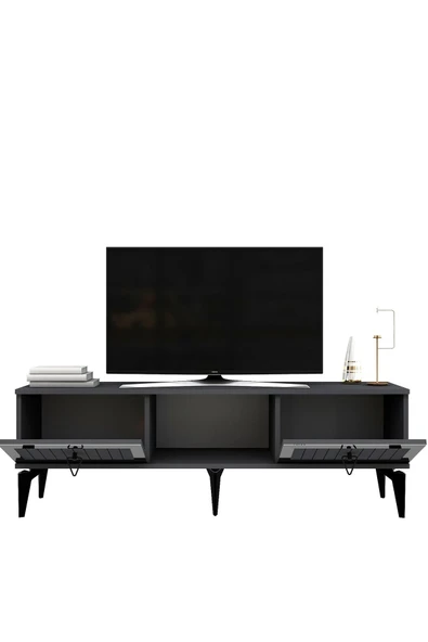 cantek dizayn LİİNDA TV SEHPASI (ALT MODÜL) ANTRASİT-GÜMÜŞ - Resim 5