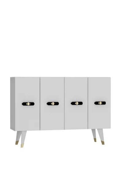 cantek dizayn Quartct (KM120) Konsol, Çok Amaçlı Dolap Beyaz-altın (V KULP) - Resim 4