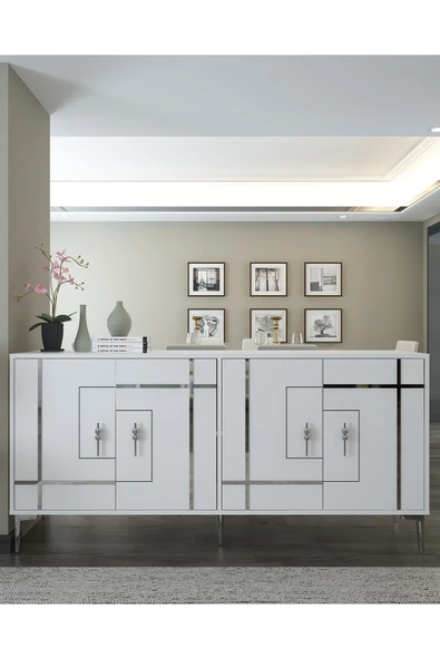 cantek dizayn SİMGECT (KX180) KONSOL BEYAZ-GÜMÜŞ